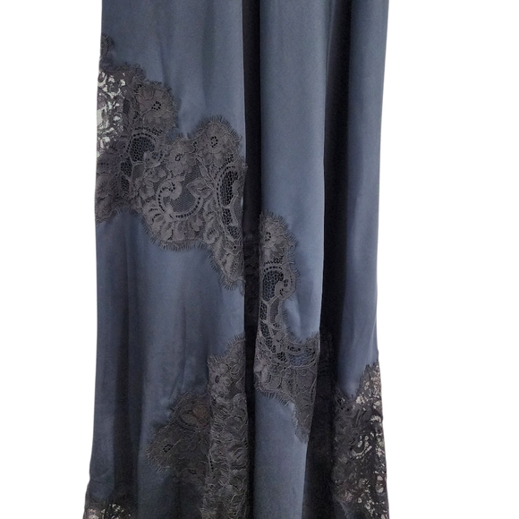 A.L.C. Alessia Navy Asymmetrical Dress with Black Lace - Picture 5 of 11